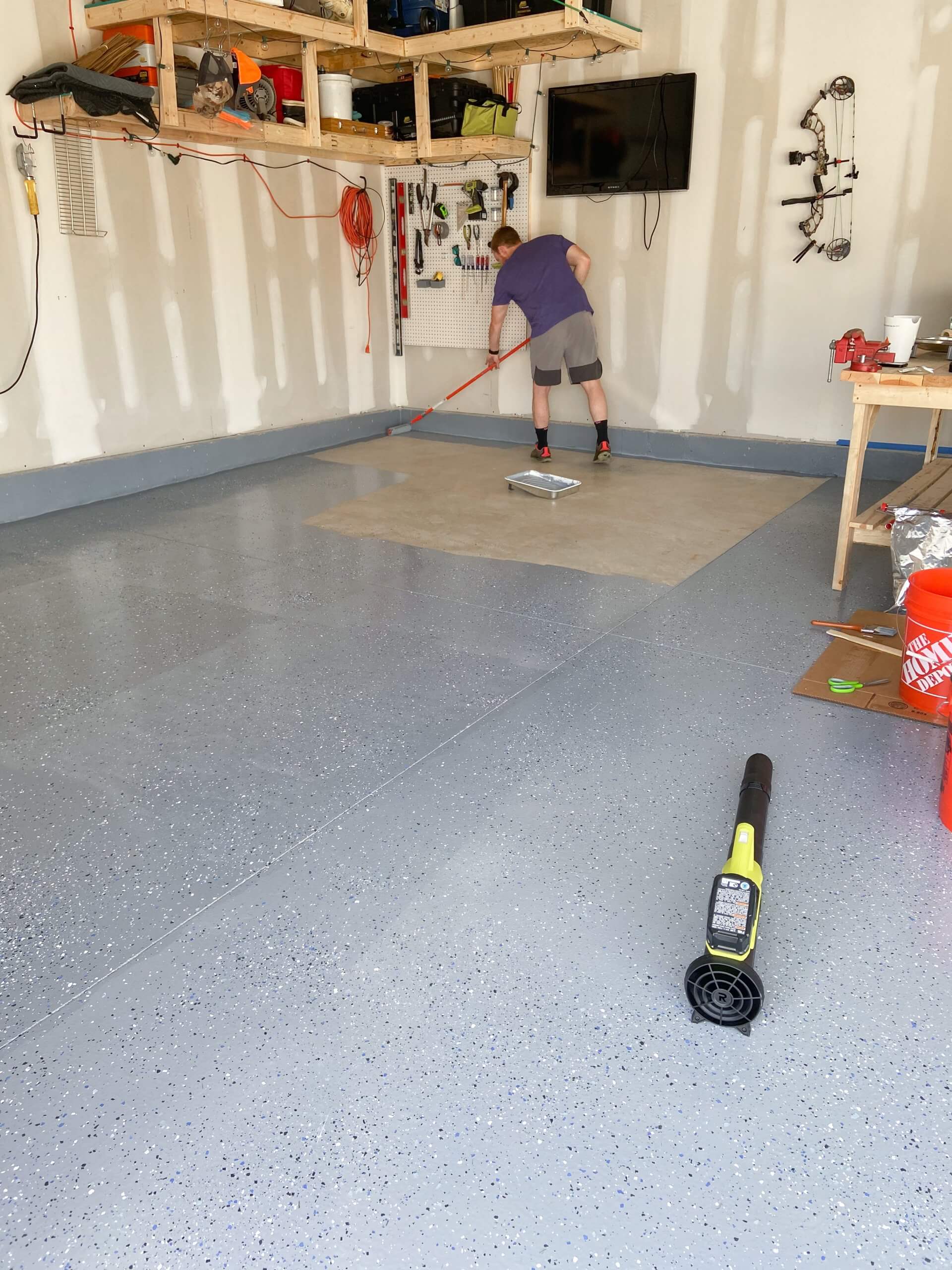 Epoxy floor being applied